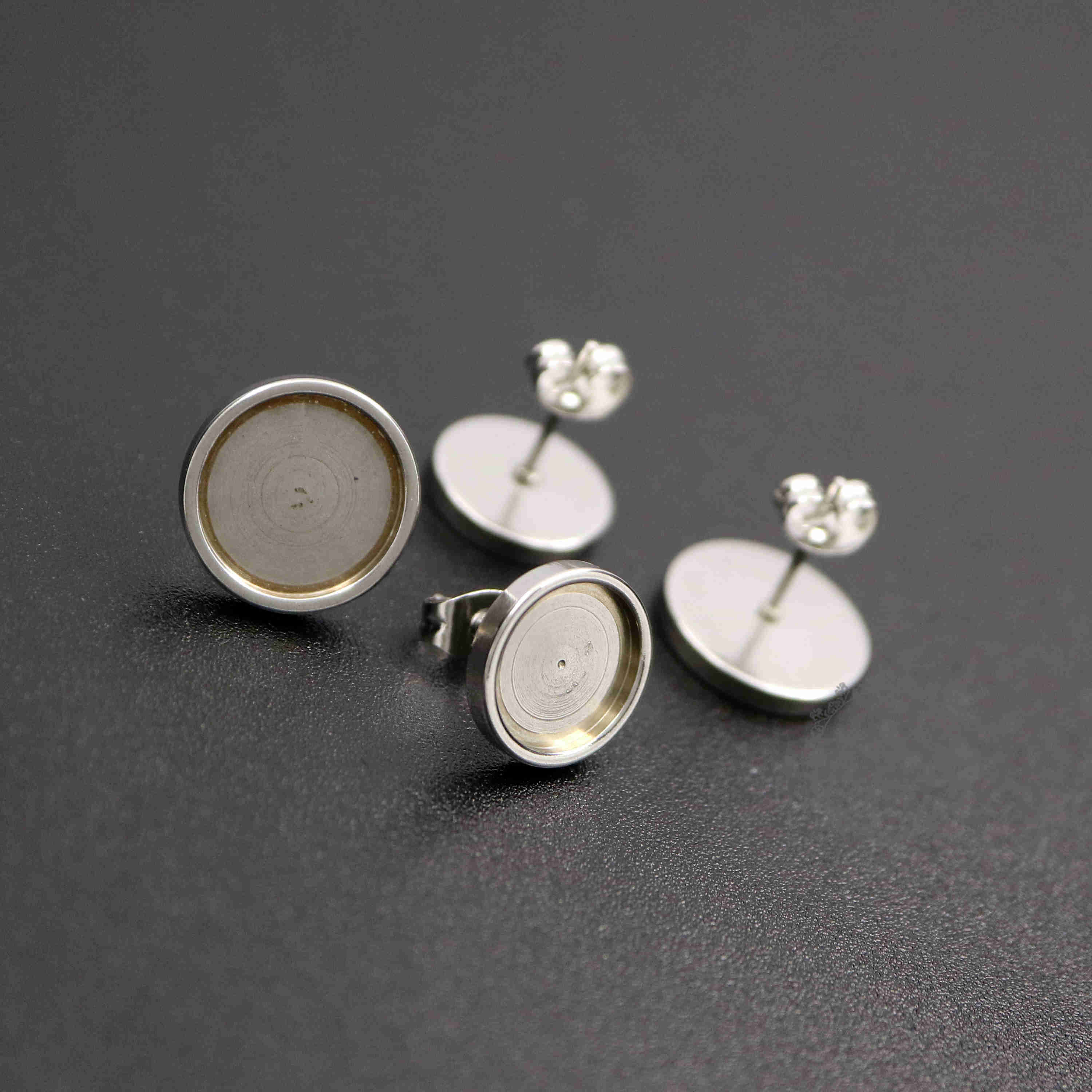 10pcs 6-12MM Silver Stainless Steel Round Bezel Studs Earrings Settings DIY Jewelry Supplies Findings 1702174 - Click Image to Close